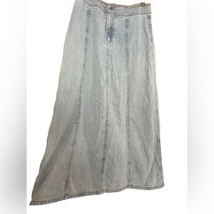 J. Jill Light Blue Denim Jean Long Modest Maxi Boho Skirt Sz 6 Lyocell/Cotton